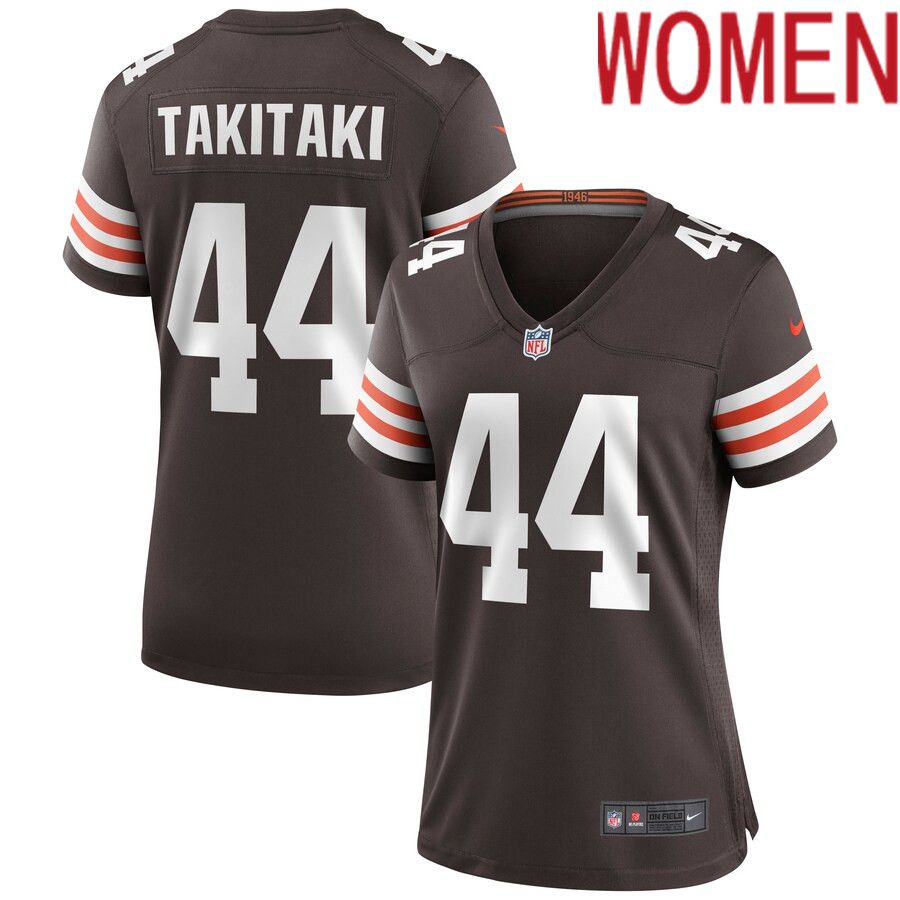 Women Cleveland Browns #44 Sione Takitaki Nike Brown Game NFL Jersey->women nfl jersey->Women Jersey